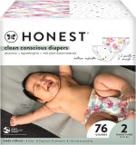 The Honest Company Clean Conscious Diapers | Plant-Based, Sustainable | Classic Stripes + Feeling Nauti | Super Club Box, Size 3 (16-28 lbs), 136 Count